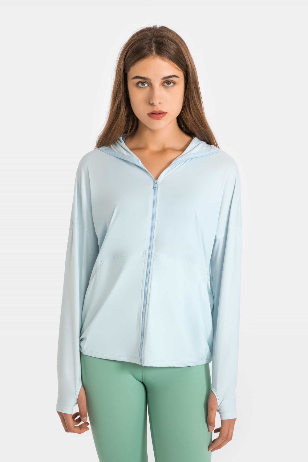 Zip Up Dropped Shoulder Hooded Sports Jacket Shapelust