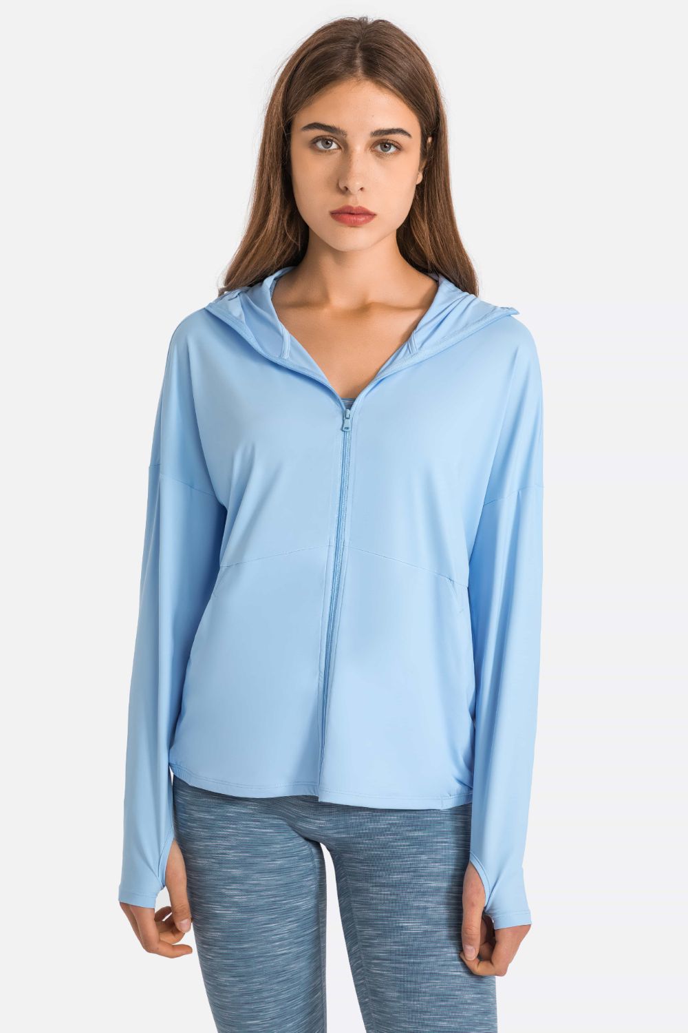 Zip Up Dropped Shoulder Hooded Sports Jacket Shapelust