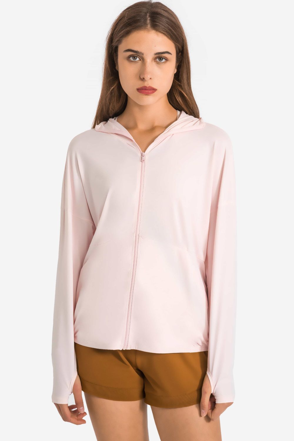 Zip Up Dropped Shoulder Hooded Sports Jacket Shapelust