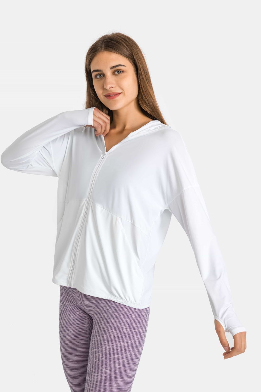 Zip Up Dropped Shoulder Hooded Sports Jacket Shapelust