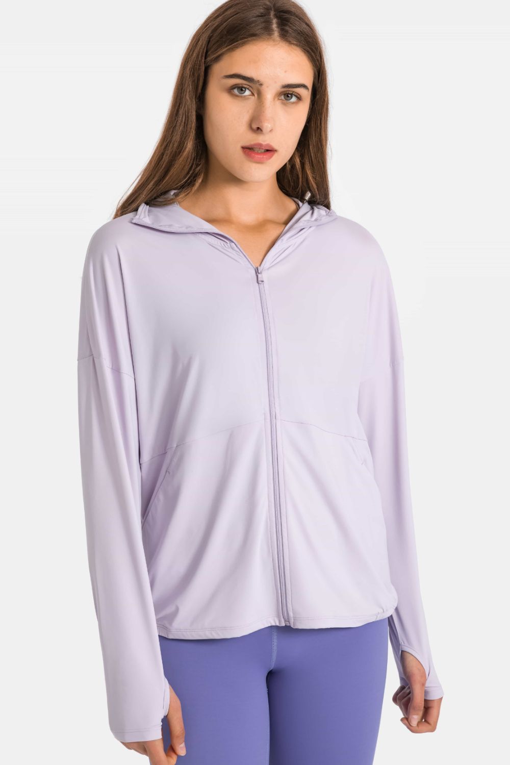 Zip Up Dropped Shoulder Hooded Sports Jacket Shapelust