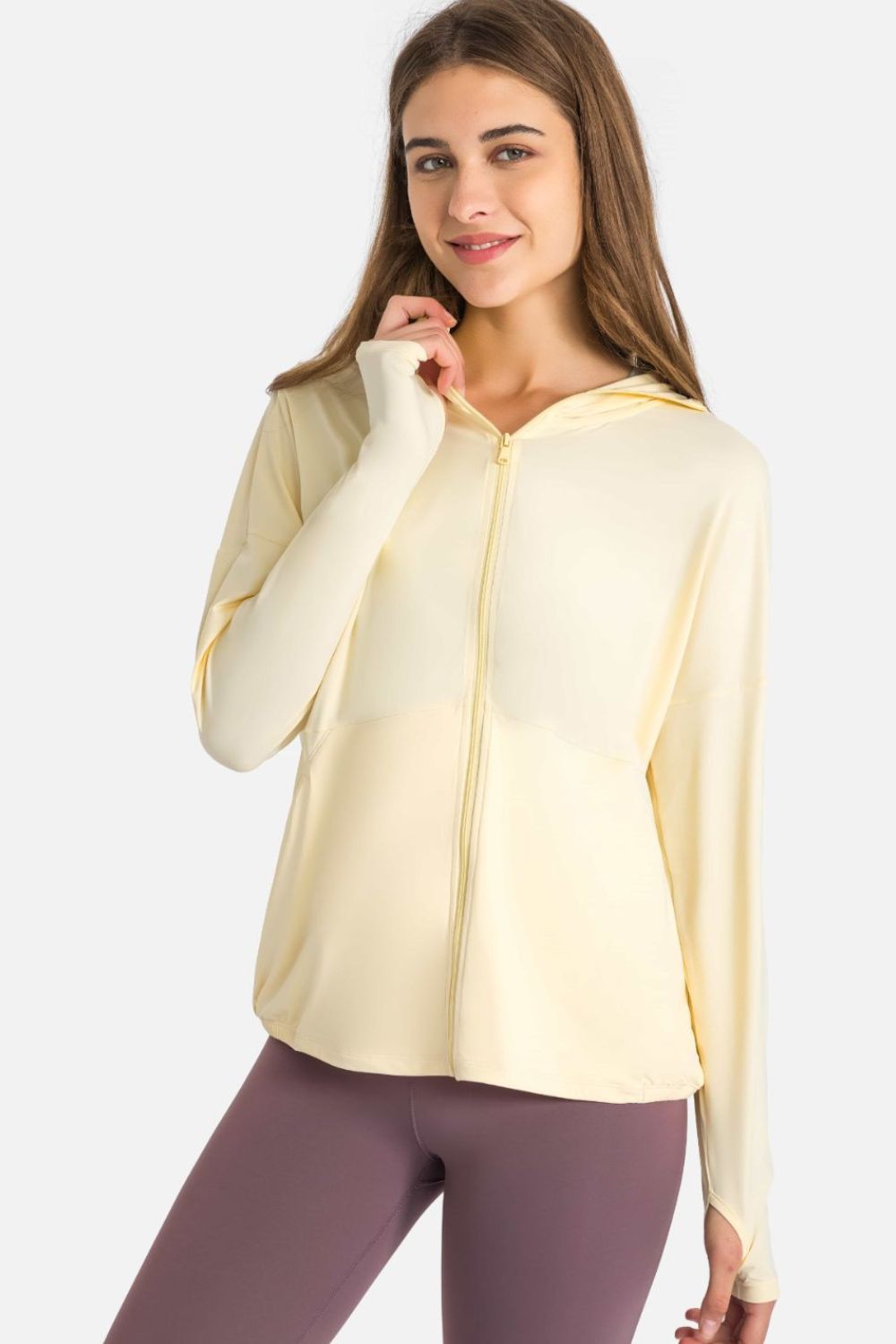 Zip Up Dropped Shoulder Hooded Sports Jacket Shapelust