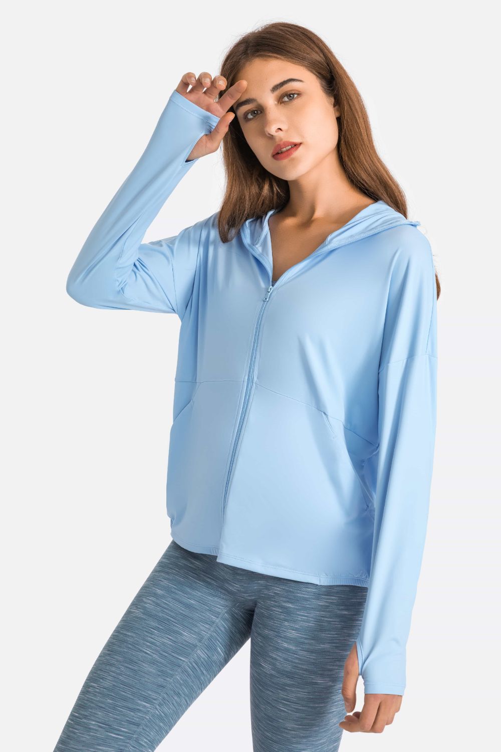 Zip Up Dropped Shoulder Hooded Sports Jacket Shapelust