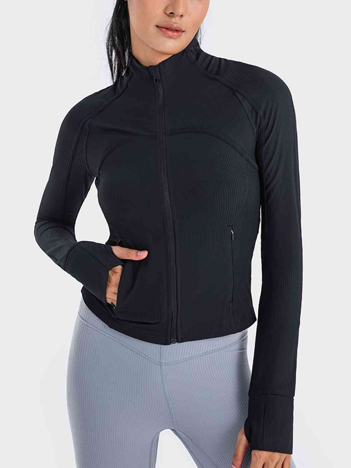 Zip-Up Long Sleeve Sports Jacket Shapelust