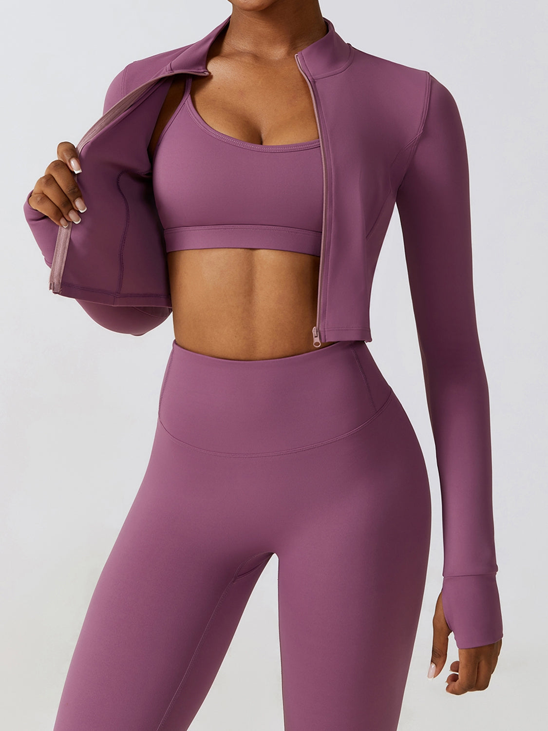Zip-Up Long Sleeve Sports Top Shapelust