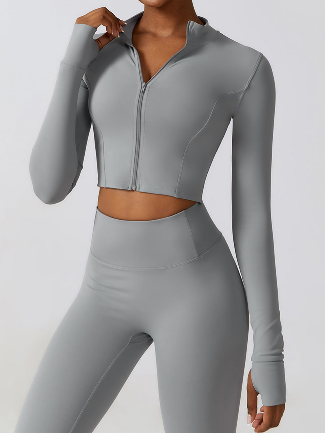 Zip-Up Long Sleeve Sports Top Shapelust