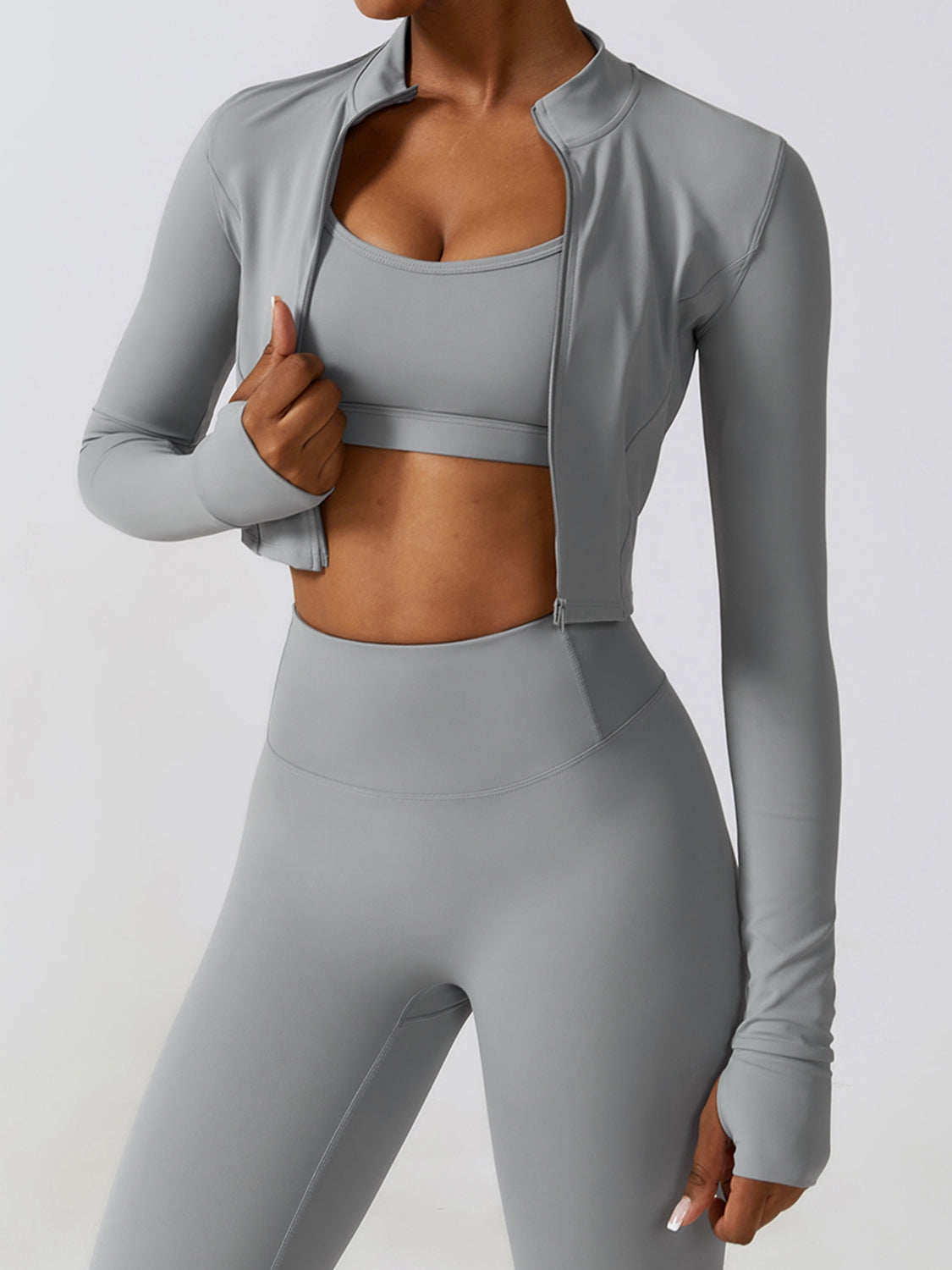 Zip-Up Long Sleeve Sports Top Shapelust