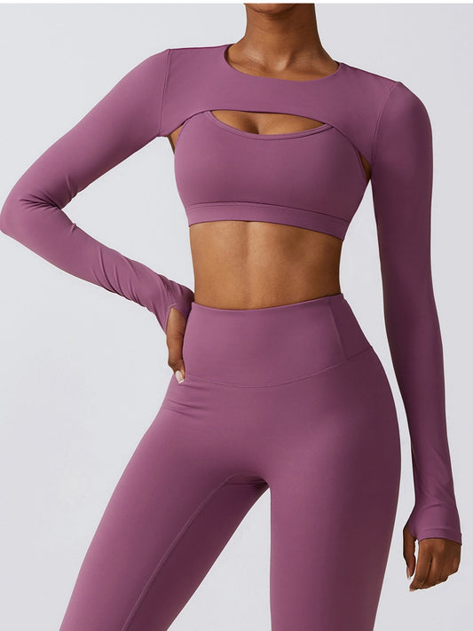 Cropped Cutout Long Sleeve Sports Top Shapelust