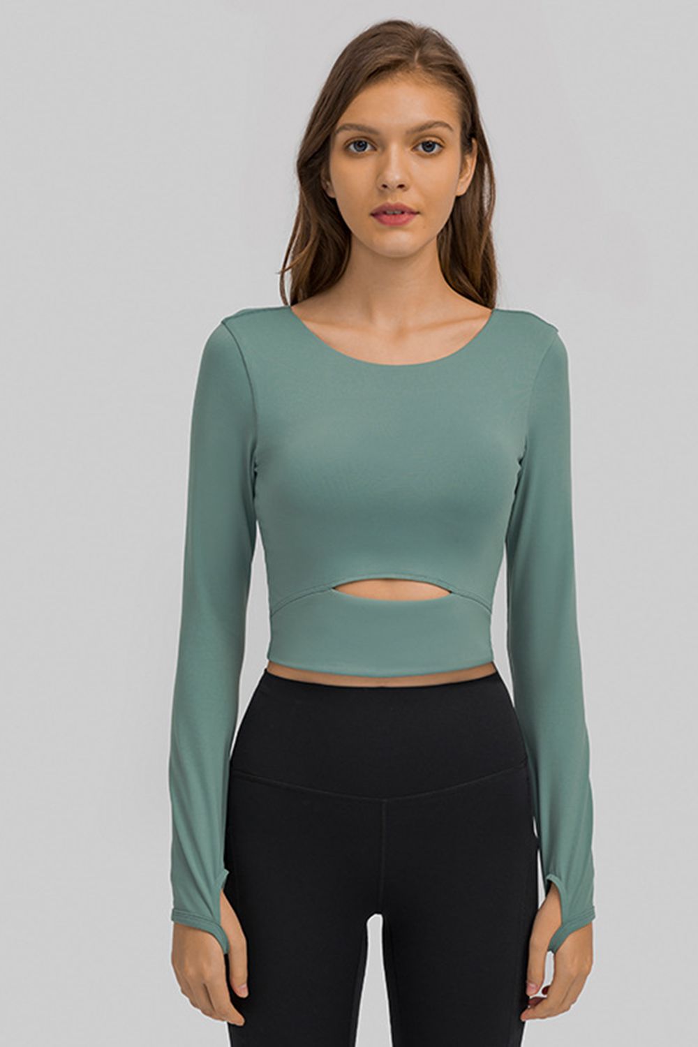 Cut Out Front Crop Yoga Tee Shapelust