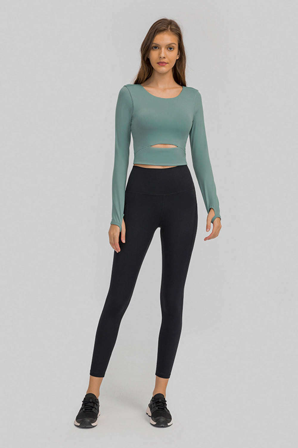 Cut Out Front Crop Yoga Tee Shapelust