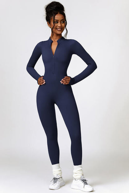 Half Zip Long Sleeve Active Jumpsuit Shapelust