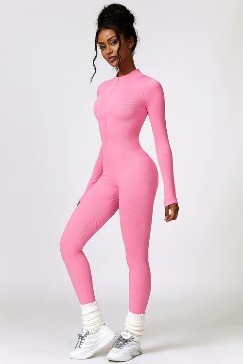 Half Zip Long Sleeve Active Jumpsuit Shapelust