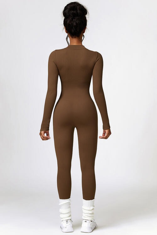 Half Zip Long Sleeve Active Jumpsuit Shapelust