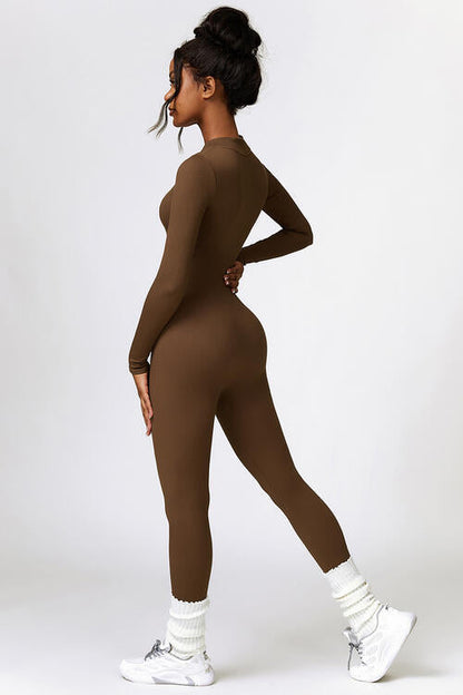 Half Zip Long Sleeve Active Jumpsuit Shapelust