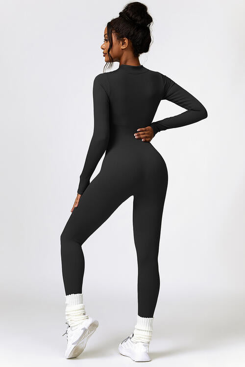 Half Zip Long Sleeve Active Jumpsuit Shapelust