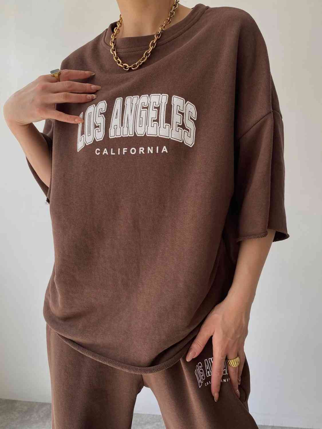 LOS ANGELES CALIFORNIA Graphic Sweatshirt and Sweatpants Set Shapelust
