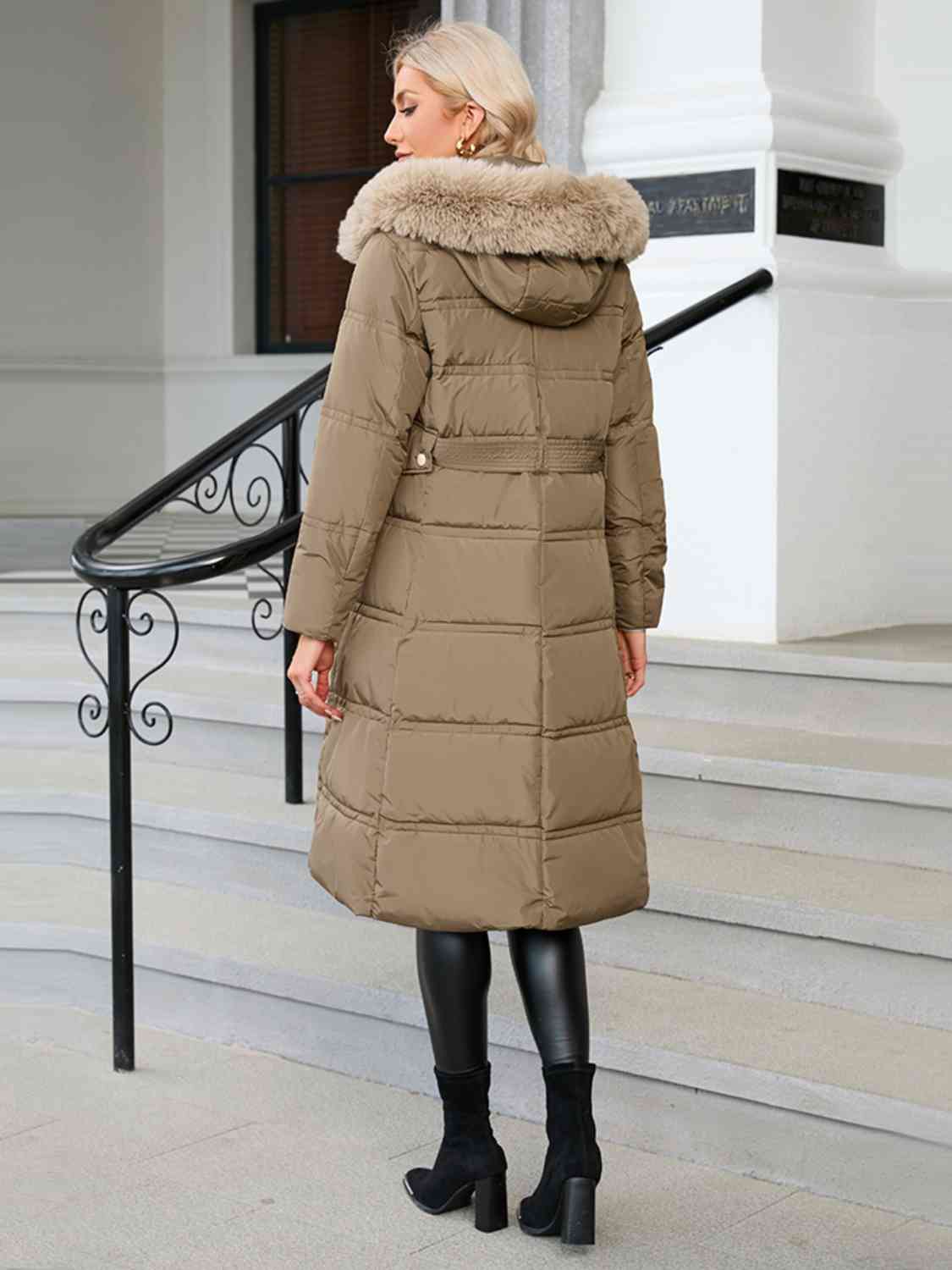 Longline Hooded Winter Coat with Pockets Shapelust