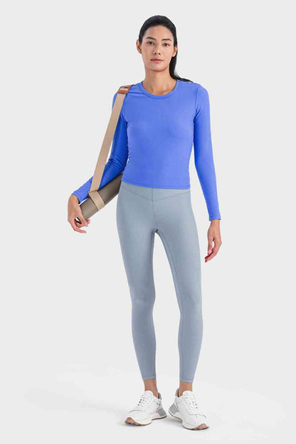 Round Neck Long Sleeve Sports Top Shapelust