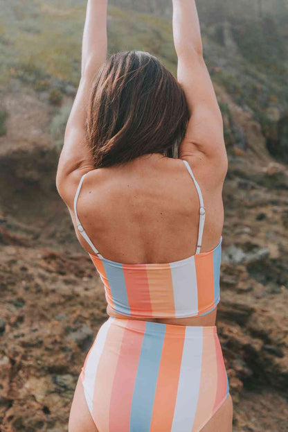 Square Neck Color Block Swim Set Shapelust