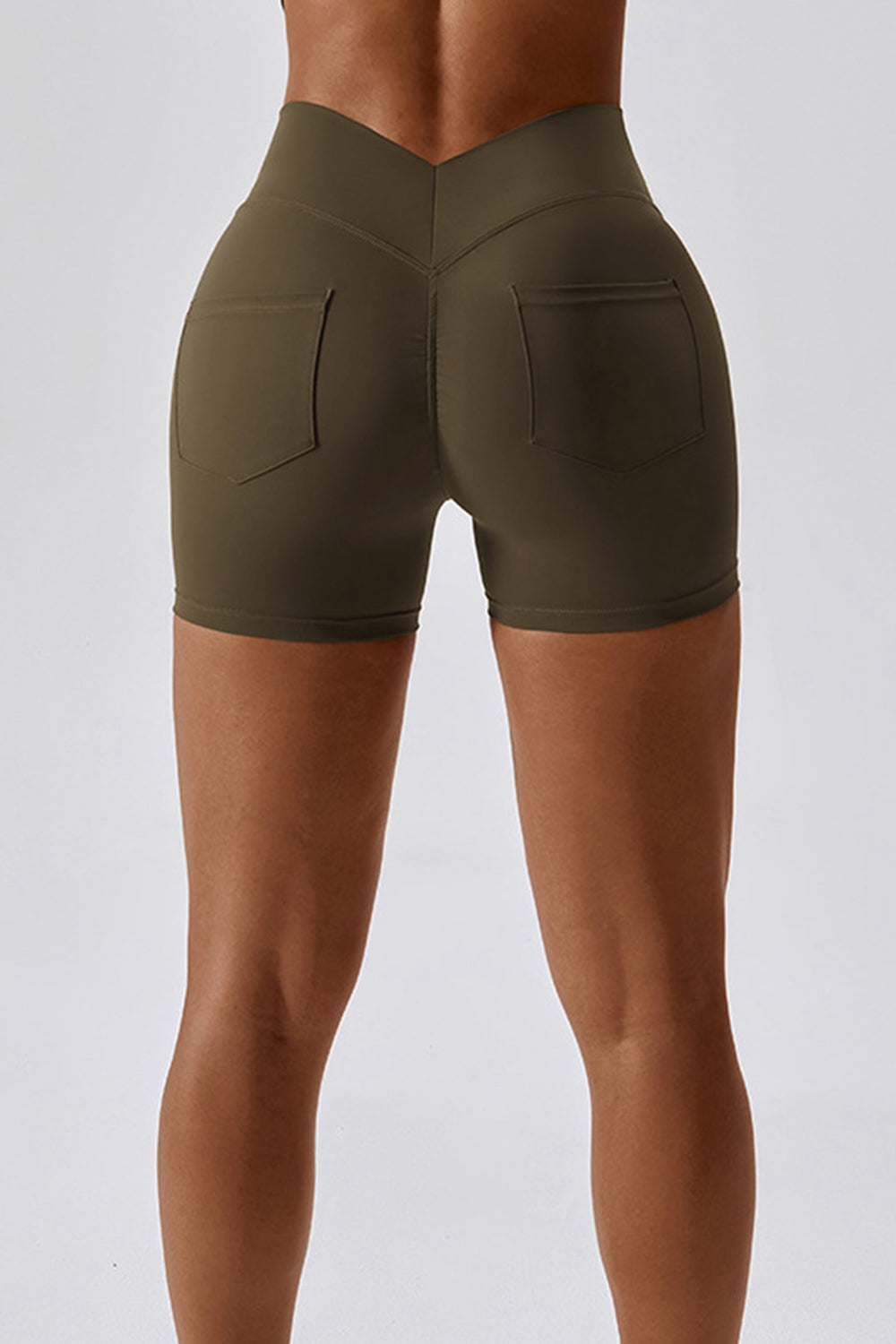 Wide Waistband Back Pocket Sports Shorts Shapelust