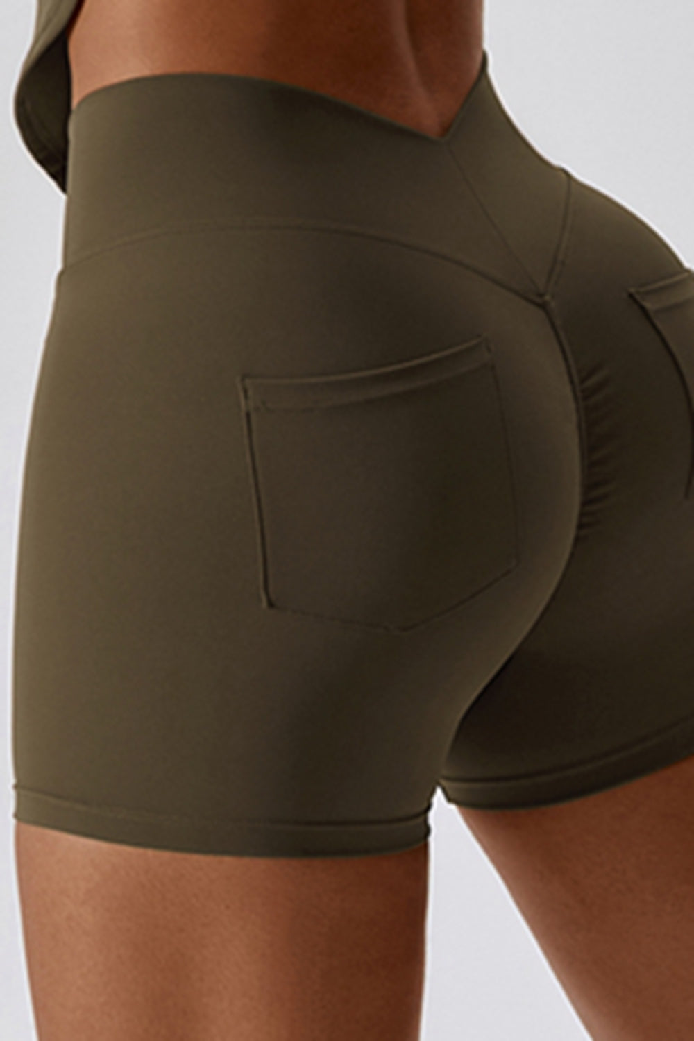 Wide Waistband Back Pocket Sports Shorts Shapelust